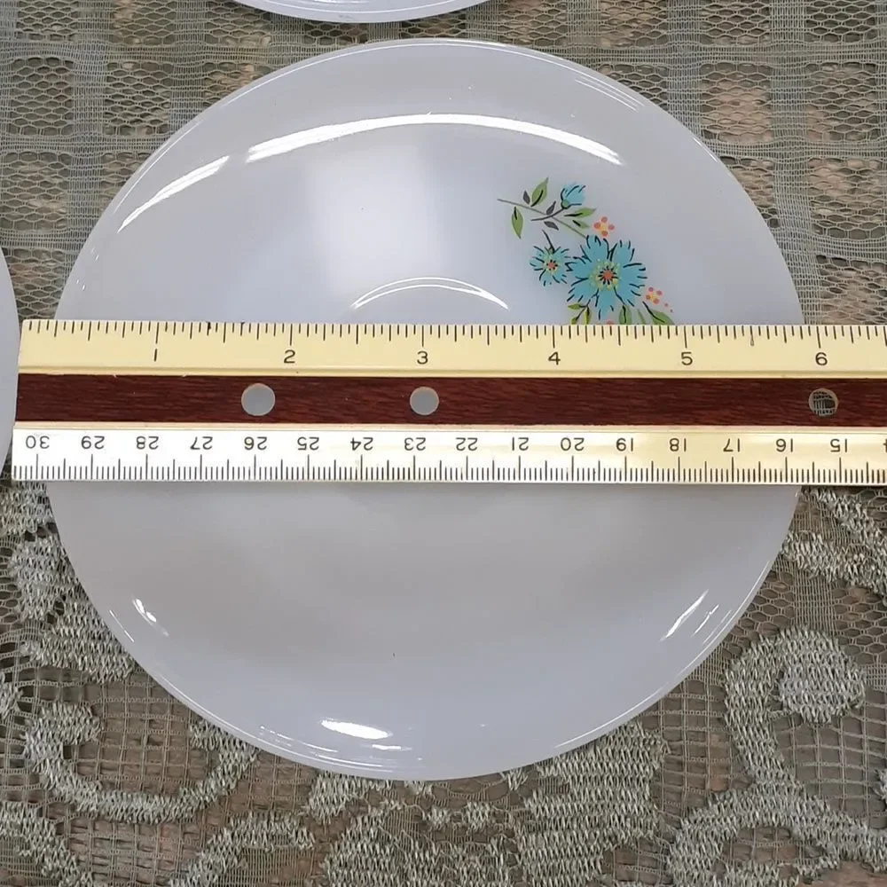 Vintage 5 pc Fire King‎ Anchor Hocking Blue Daisy Milk Glass Saucer 6”